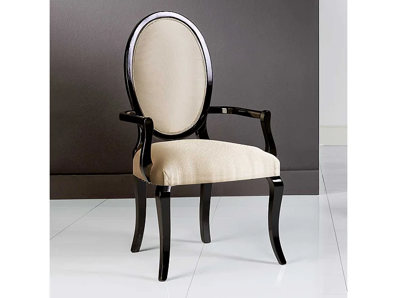 Armlehnenstuhl in italienischem Design Beige und Schwarz