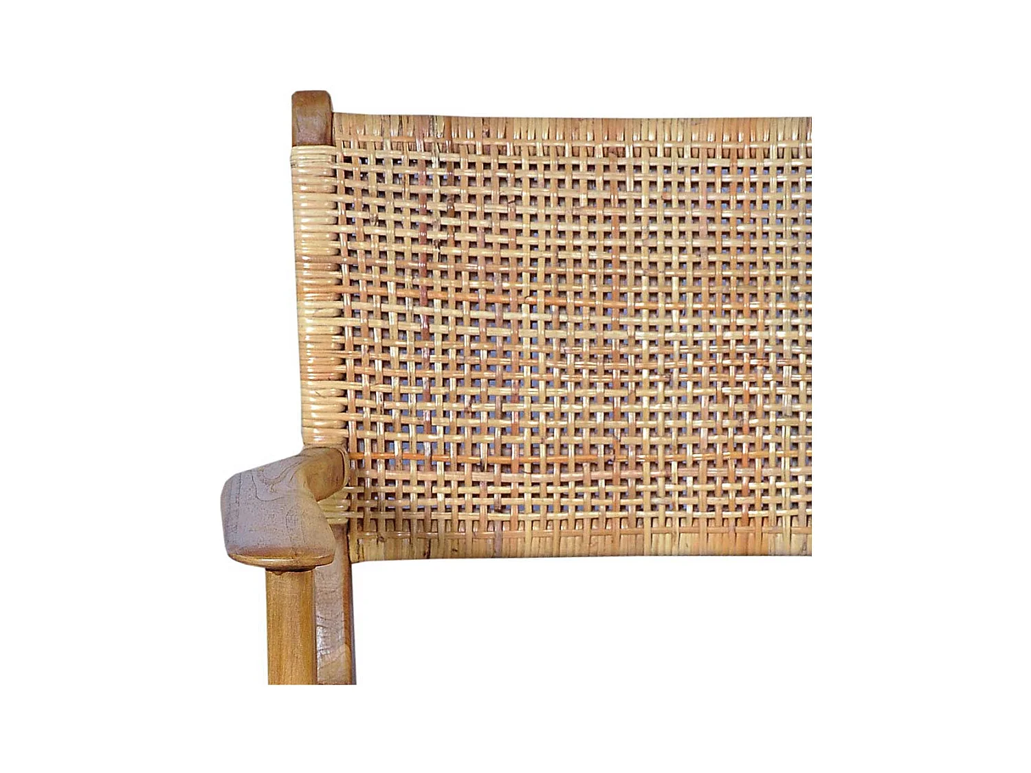 Armlehnstuhl aus Teak Massivholz und Rattan 45 cm Sitzhöhe