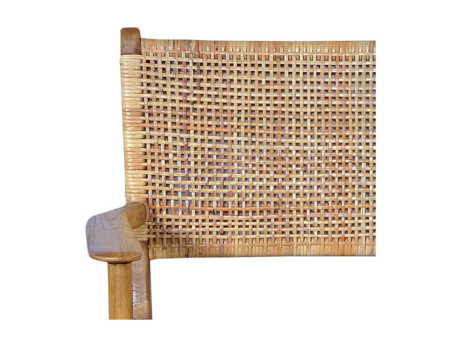 Armlehnstuhl aus Teak Massivholz und Rattan 45 cm Sitzhöhe