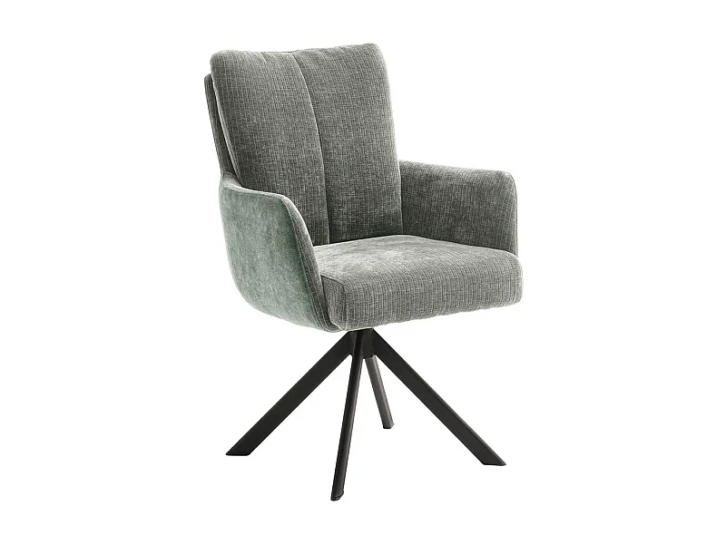 Esszimmerarmlehnstühle in Graugrün Gestell aus Metall (2er Set)