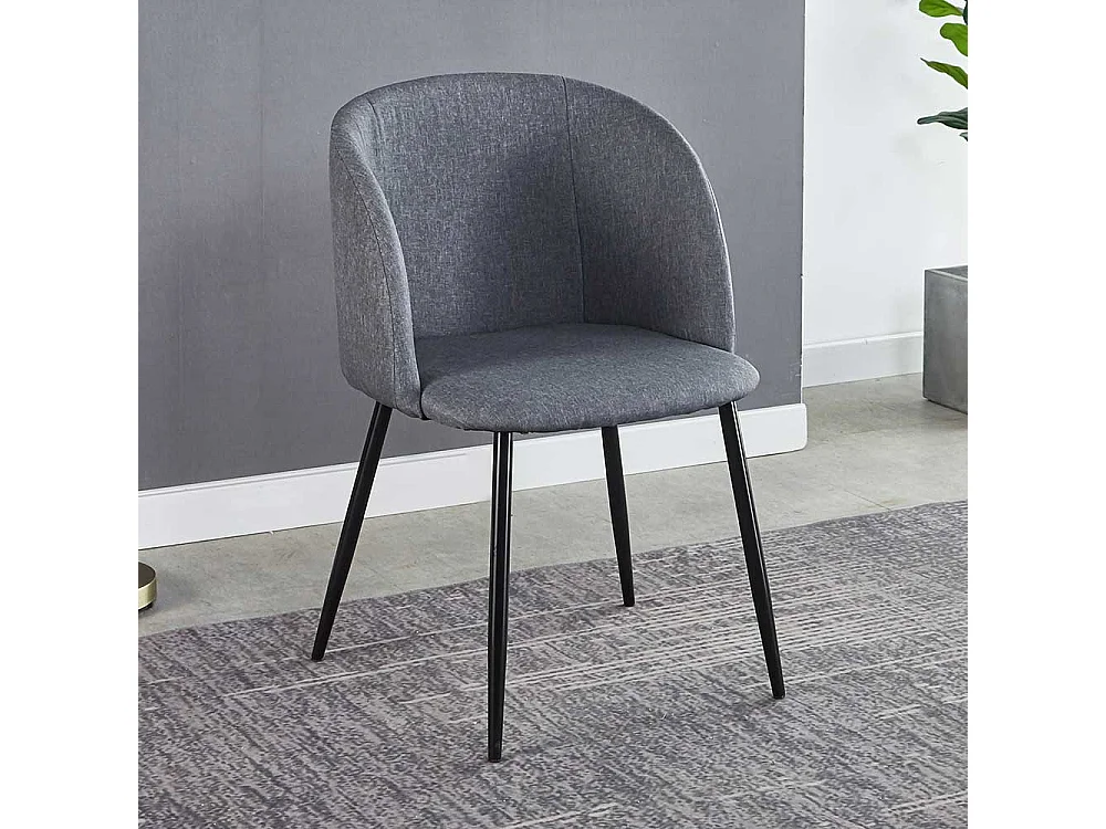 Esszimmer Polsterstühle in Grau Webstoff Metallgestell in Schwarz (2er Set)