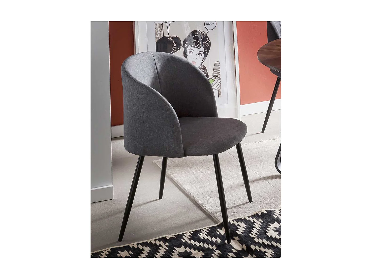 Esszimmer Polsterstühle in Grau Webstoff Metallgestell in Schwarz (2er Set)