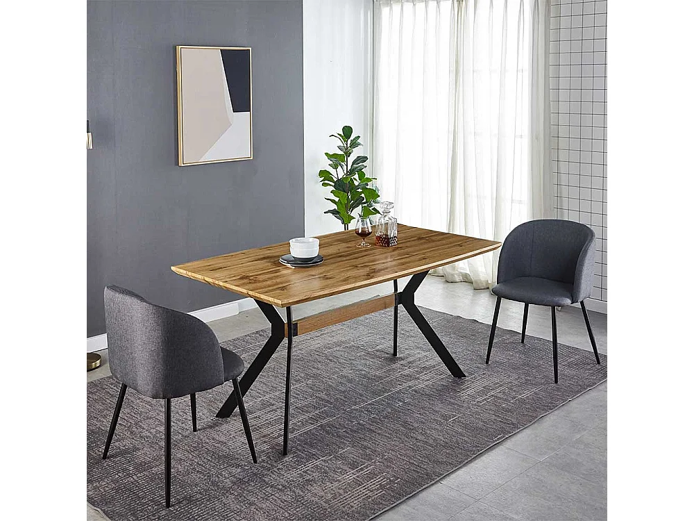 Esszimmer Polsterstühle in Grau Webstoff Metallgestell in Schwarz (2er Set)