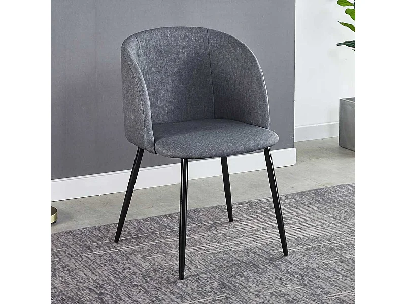 Esszimmer Polsterstühle in Grau Webstoff Metallgestell in Schwarz (2er Set)