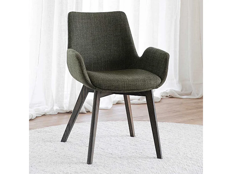 Esstischstuhl in Dunkelgrün Holz Braun (2er Set)