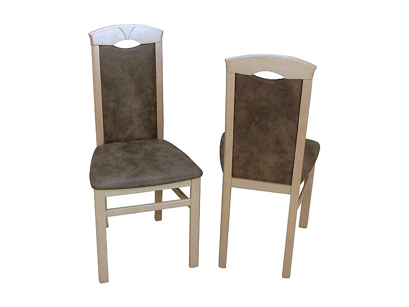 Esszimmerstuhl aus Massivholz Braun Vintage Optik Stoff (2er Set)