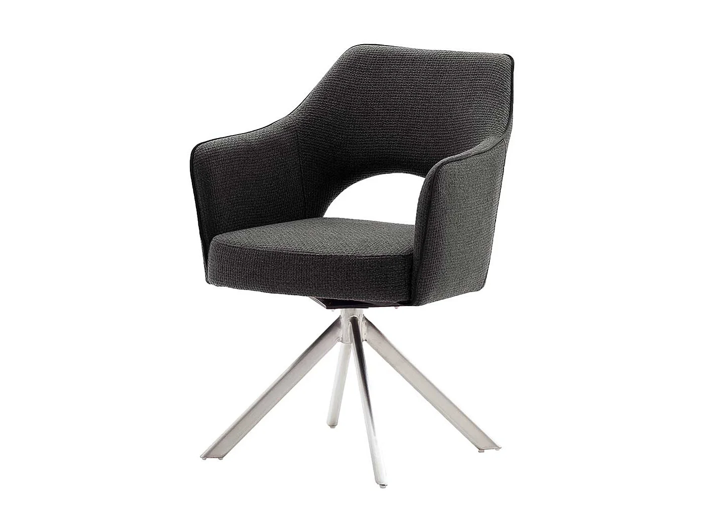 Armstühle in Anthrazit Strukturstoff drehbar (2er Set)