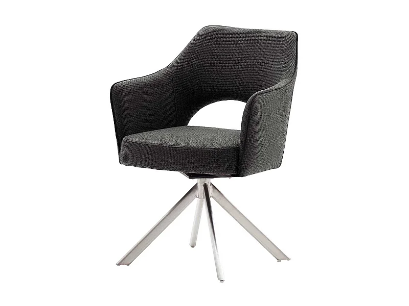 Armstühle in Anthrazit Strukturstoff drehbar (2er Set)