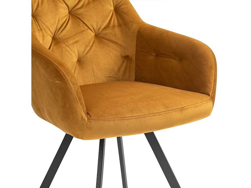 Esszimmerstuhl drehbar mit Bezug aus Samt Gelb