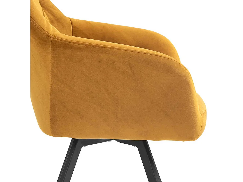 Esszimmerstuhl drehbar mit Bezug aus Samt Gelb