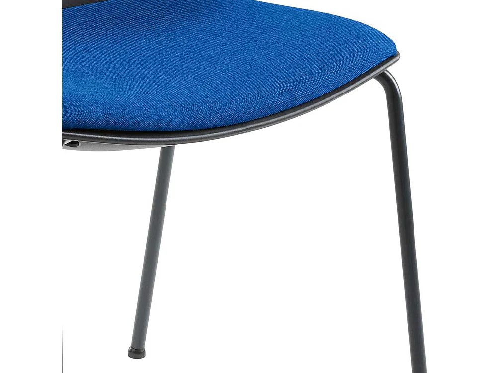 Stapelstuhl in Blau und Anthrazit Metallgestell Schwarz