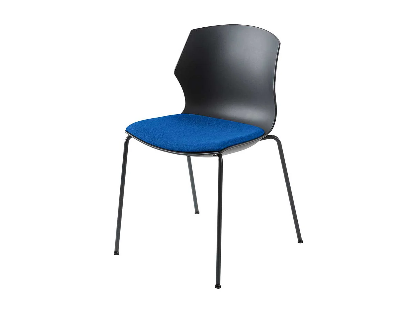 Stapelstuhl in Blau und Anthrazit Metallgestell Schwarz