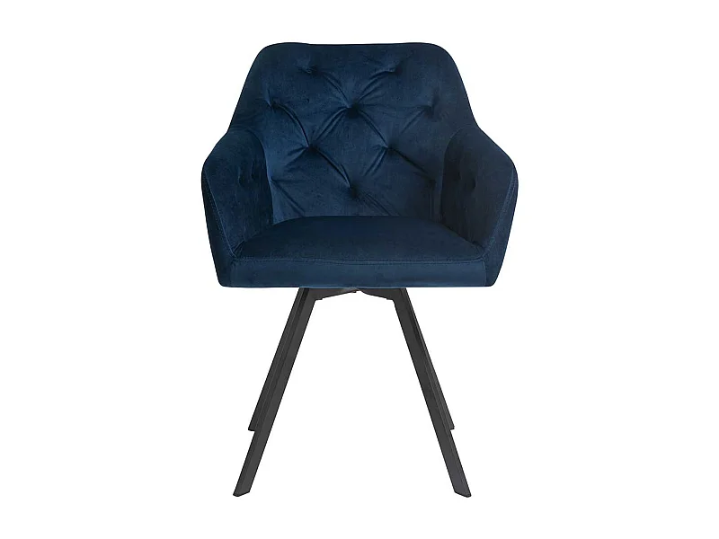 Esszimmerstuhl Samt in Dunkelblau Metallgestell schwarz