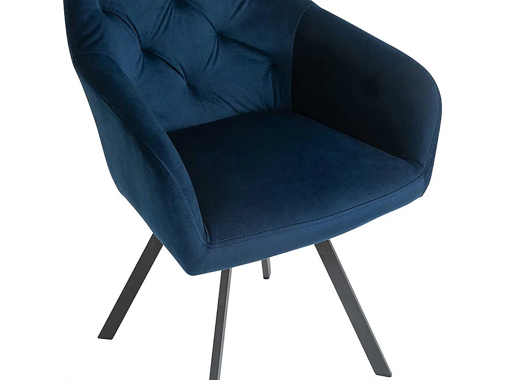 Esszimmerstuhl Samt in Dunkelblau Metallgestell schwarz