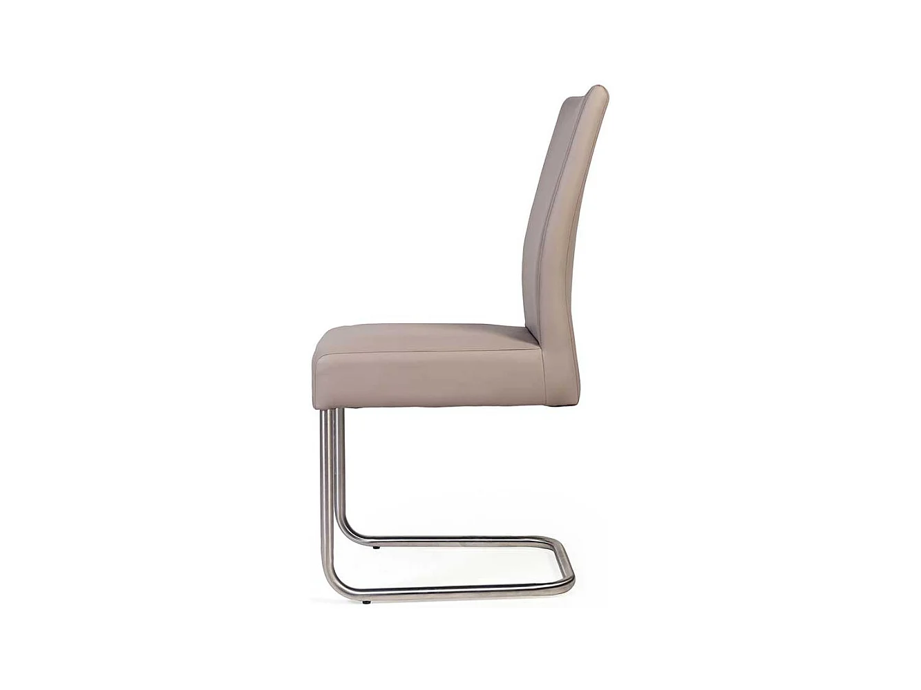 Stühle in Beige Kunstleder Freischwinger Gestell aus Edelstahl (2er Set)