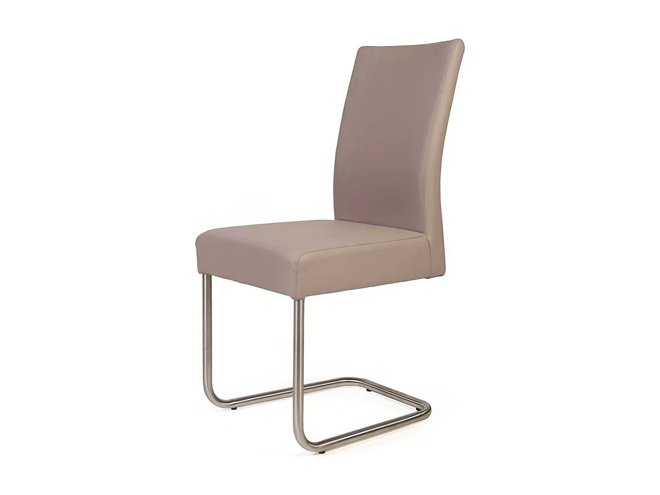 Stühle in Beige Kunstleder Freischwinger Gestell aus Edelstahl (2er Set)