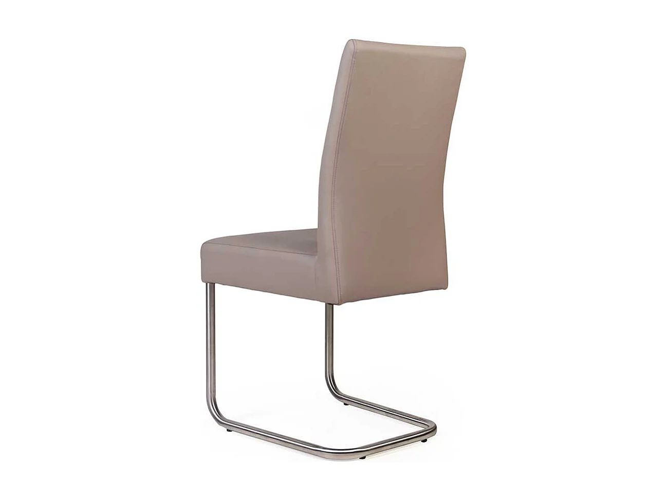 Stühle in Beige Kunstleder Freischwinger Gestell aus Edelstahl (2er Set)