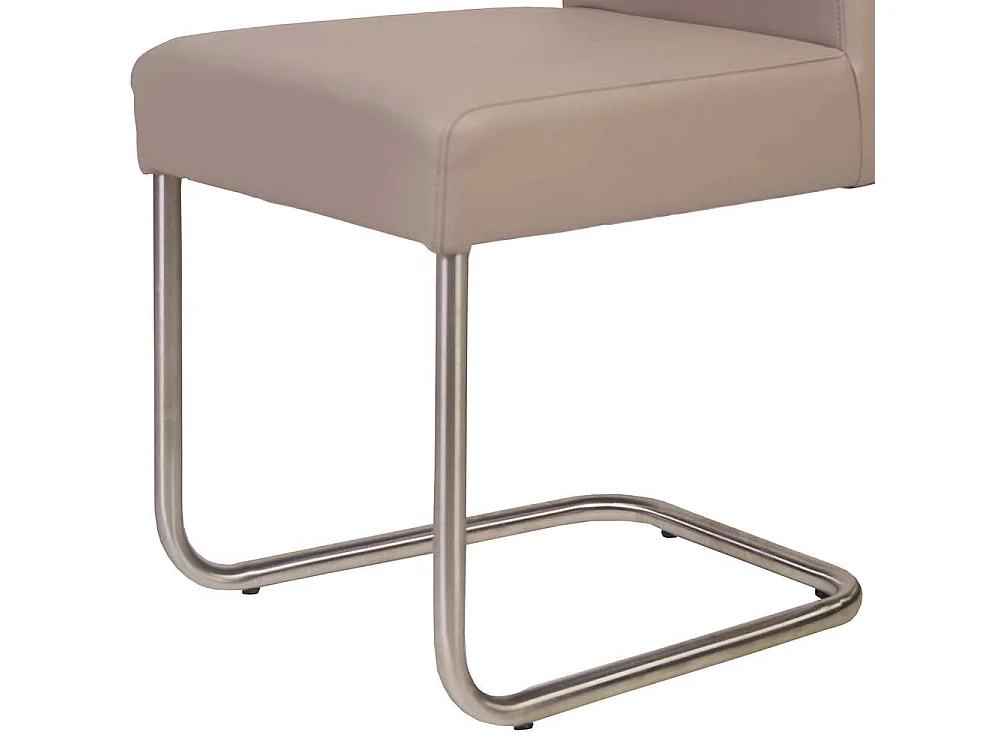 Stühle in Beige Kunstleder Freischwinger Gestell aus Edelstahl (2er Set)