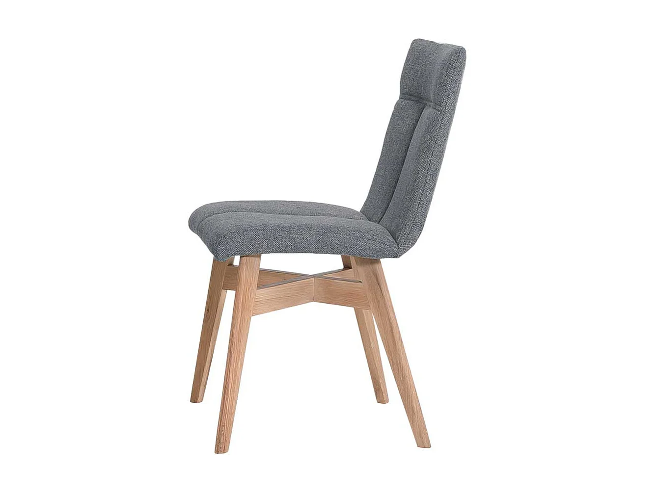 2 Stühle in Grau Webstoff Massivholzgestell aus Eiche (2er Set)