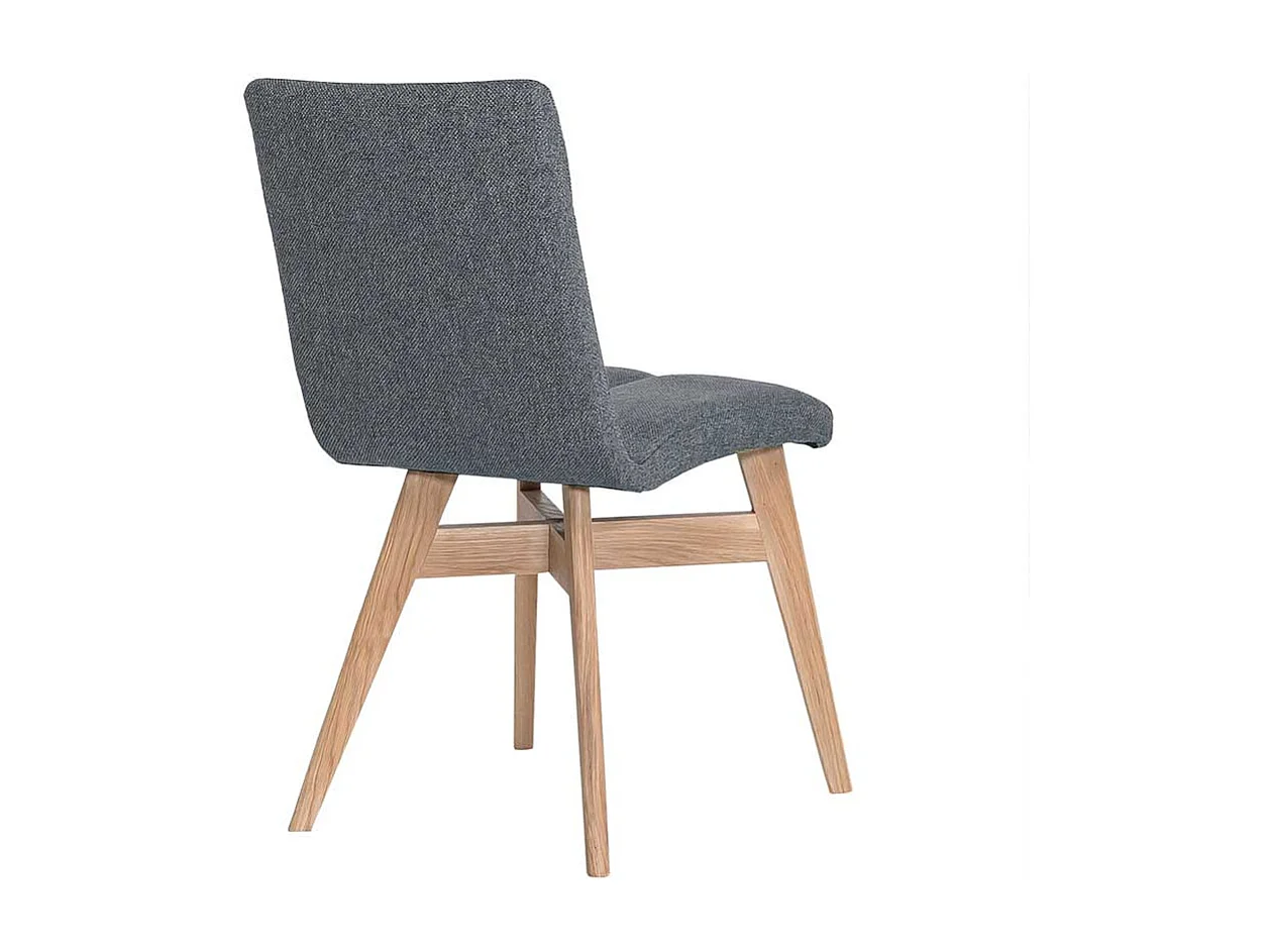 2 Stühle in Grau Webstoff Massivholzgestell aus Eiche (2er Set)