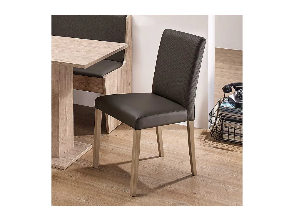 Esstischstuhl in Anthrazit Kunstleder Holzbeine (2er Set)