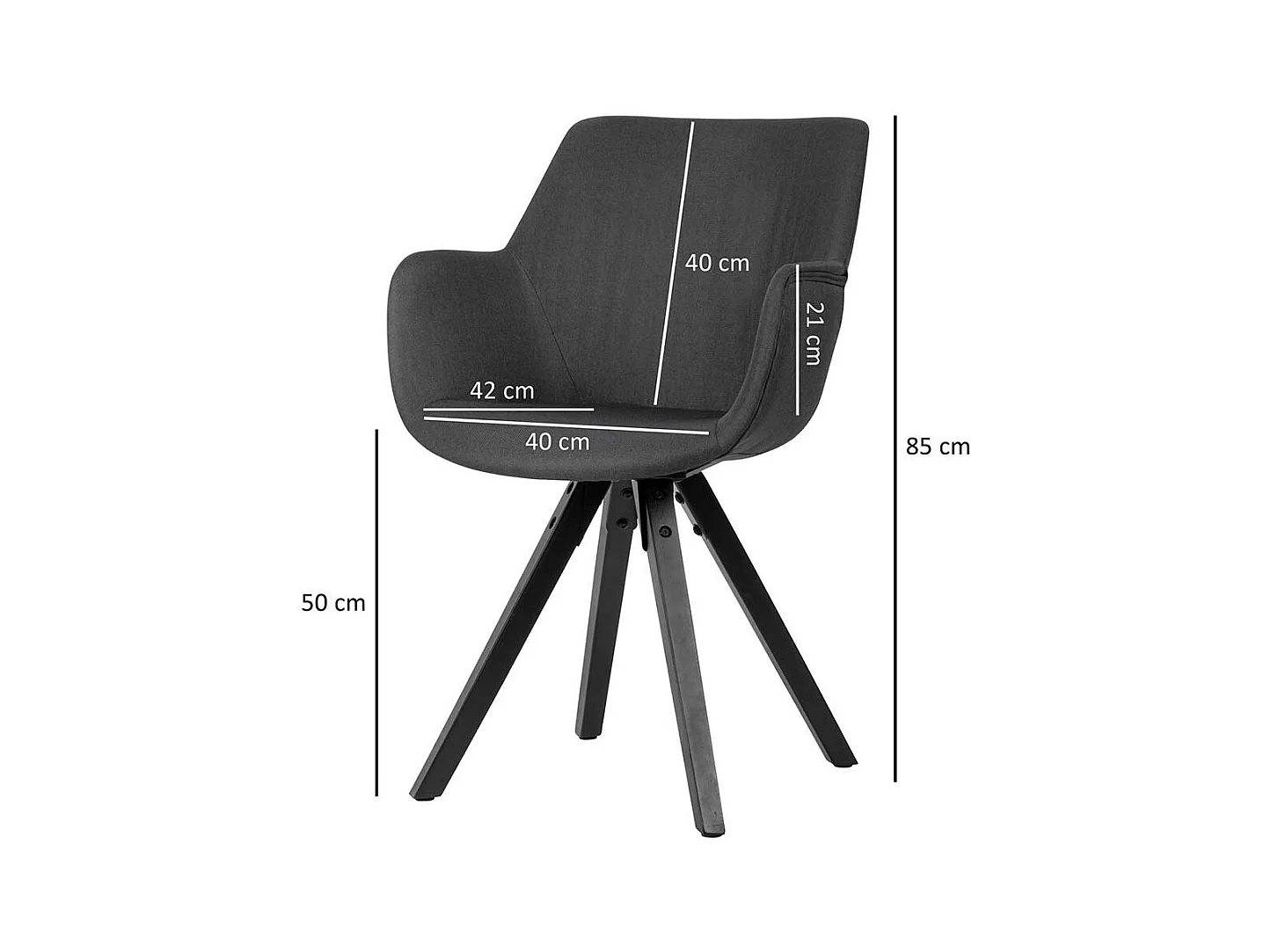 Stoff Armlehnstühle in Schwarz Webstoff Massivholzgestell (2er Set)