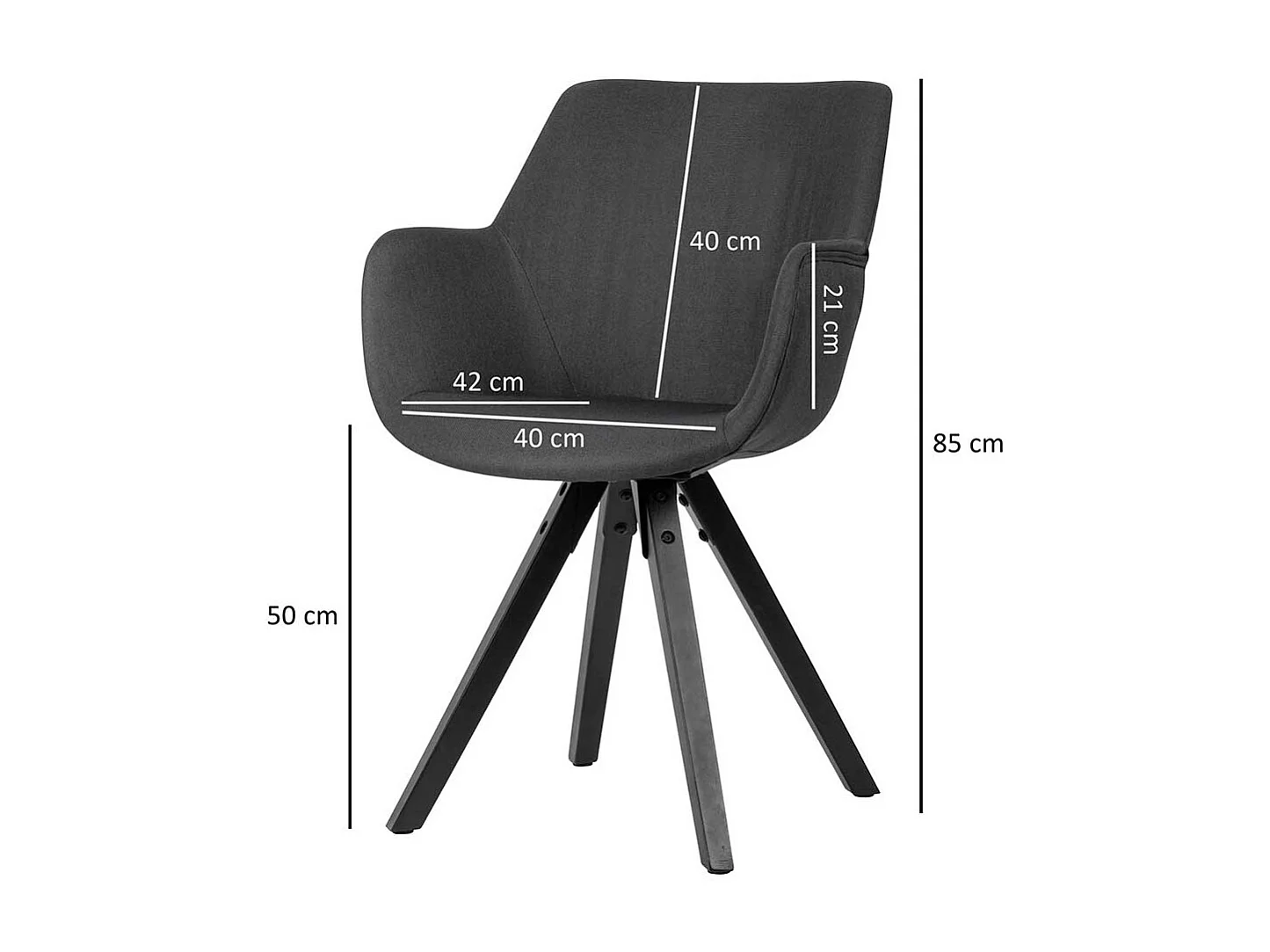 Stoff Armlehnstühle in Schwarz Webstoff Massivholzgestell (2er Set)