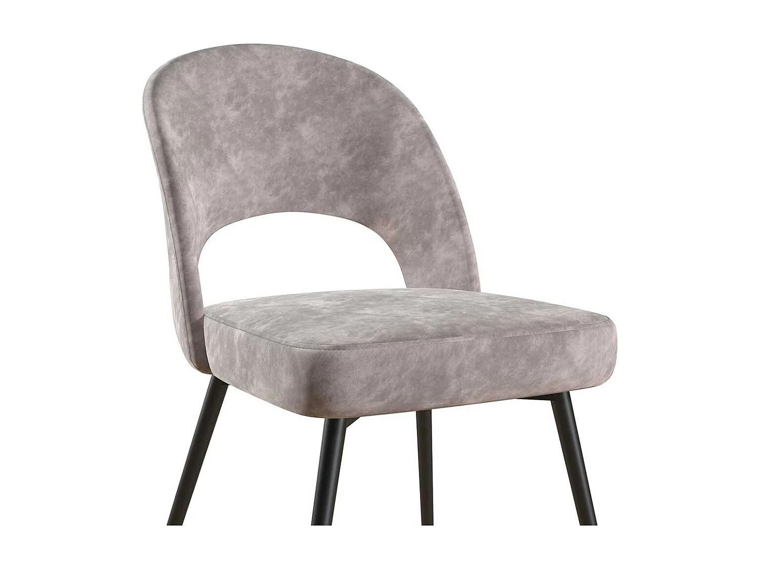 Samtvelours Stuhl hellgrau im Retrostil Gestell aus Metall