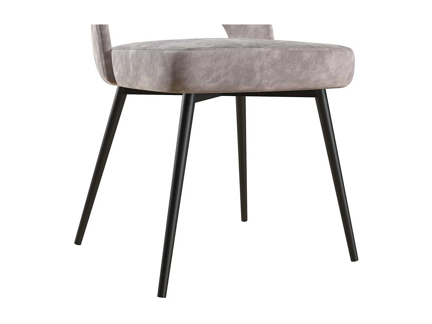 Samtvelours Stuhl hellgrau im Retrostil Gestell aus Metall