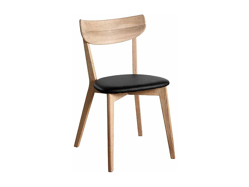 Esszimmerstuhl Set aus Eiche Massivholz Schwarz gepolstert (2er Set)