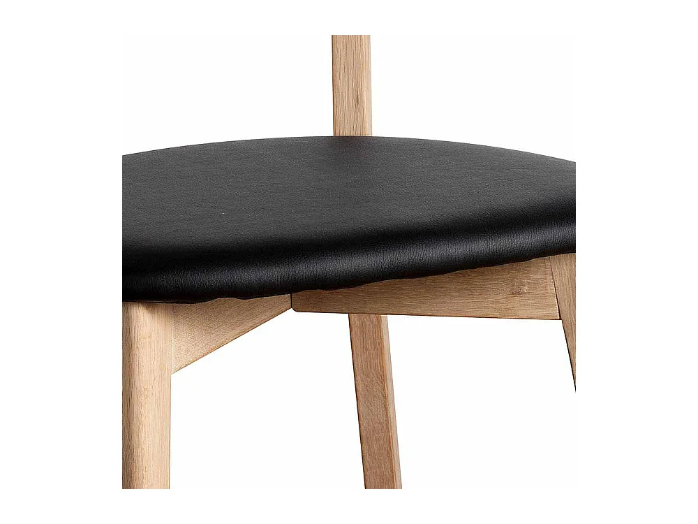 Esszimmerstuhl Set aus Eiche Massivholz Schwarz gepolstert (2er Set)