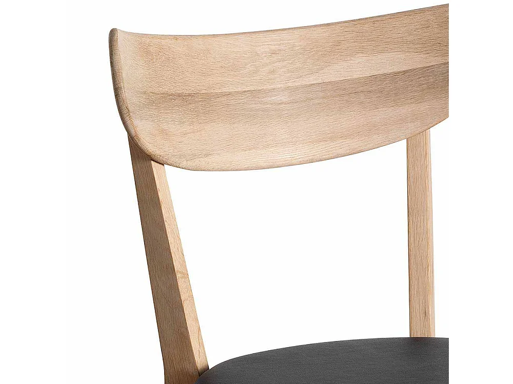 Esszimmerstuhl Set aus Eiche Massivholz Schwarz gepolstert (2er Set)