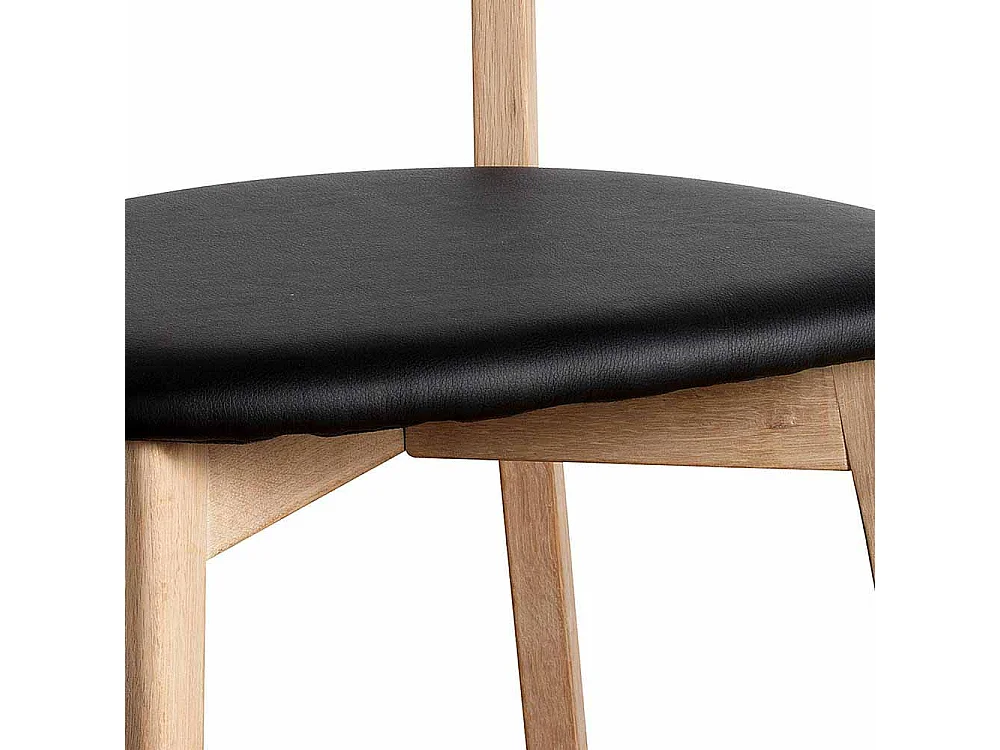 Esszimmerstuhl Set aus Eiche Massivholz Schwarz gepolstert (2er Set)