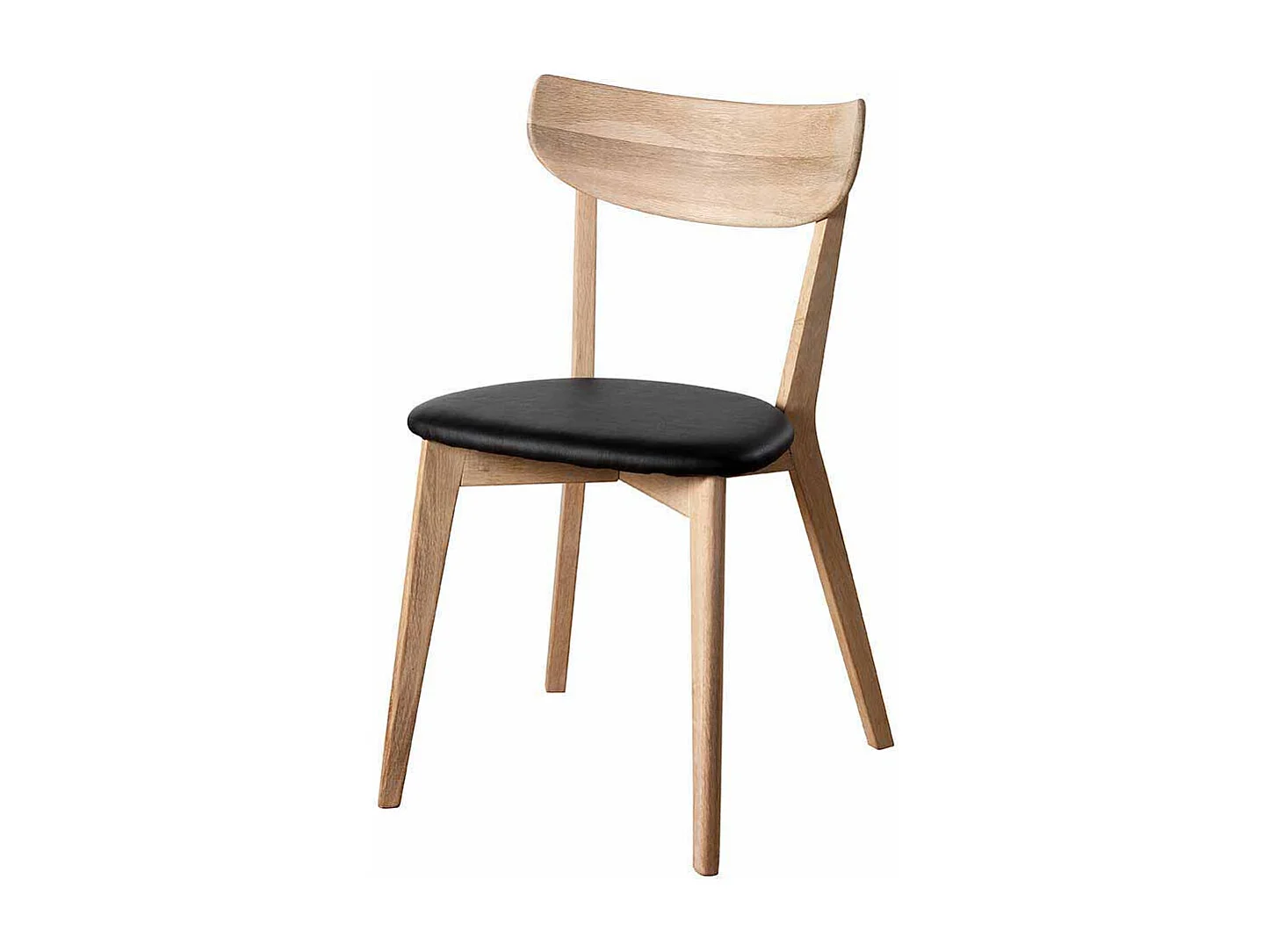 Esszimmerstuhl Set aus Eiche Massivholz Schwarz gepolstert (2er Set)