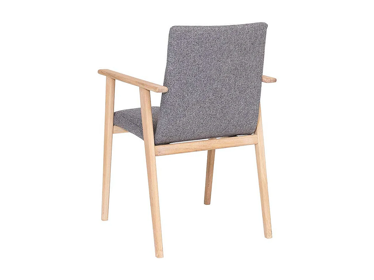 Armlehnstuhl in Grau Webstoff Eiche Bianco massiv