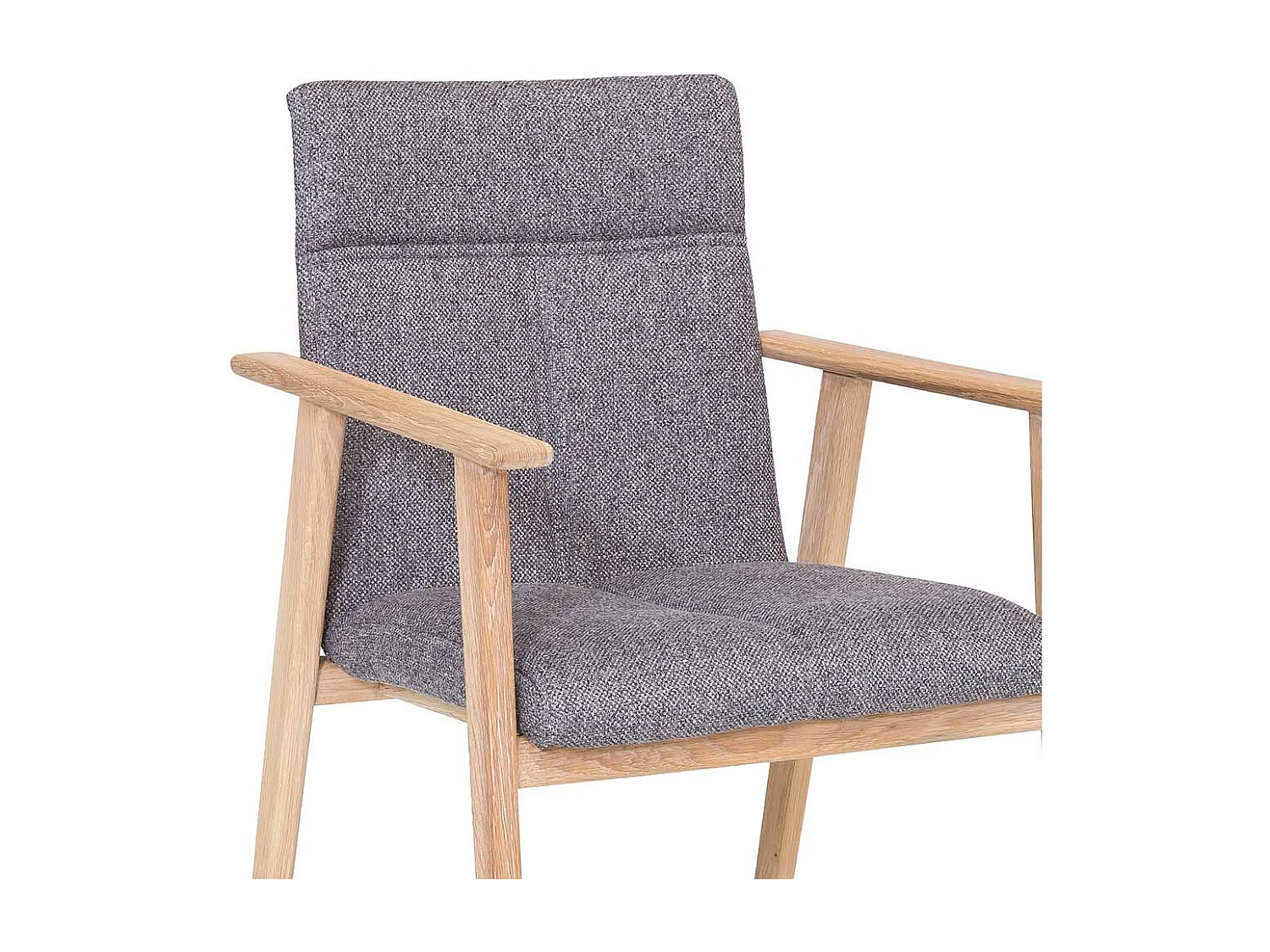 Armlehnstuhl in Grau Webstoff Eiche Bianco massiv