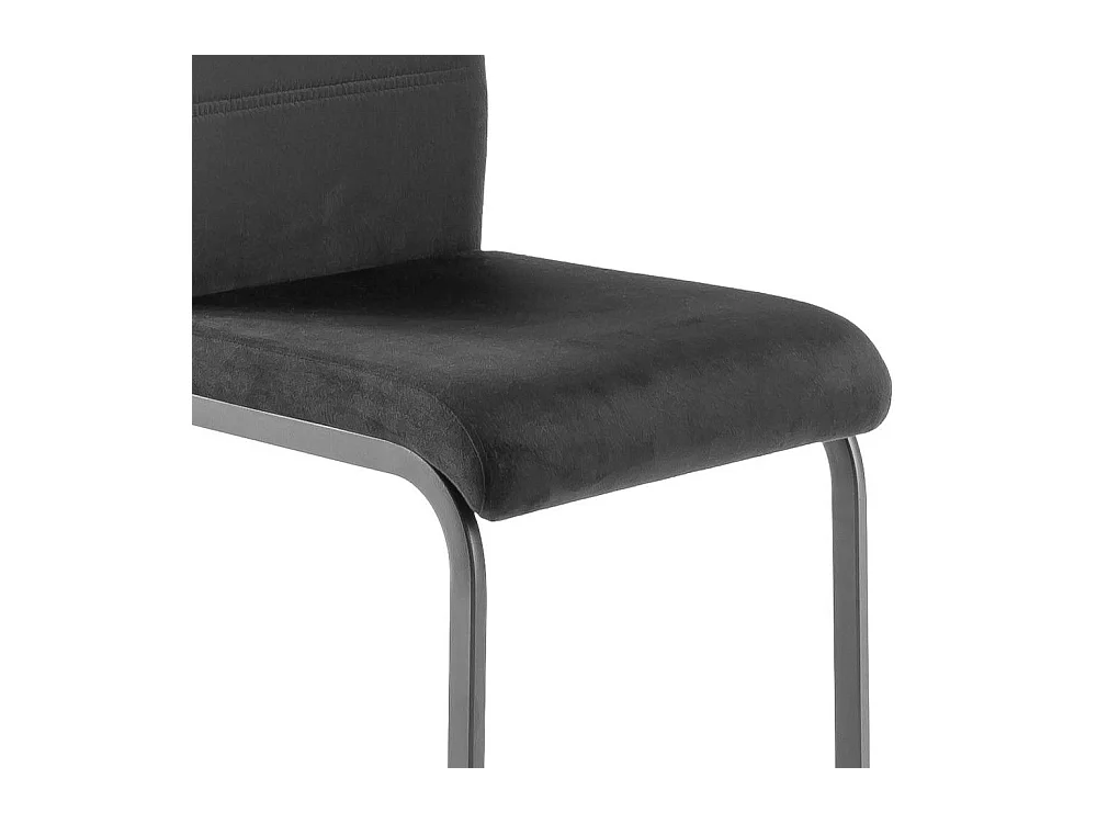 Esstischstuhl Schwingstuhl in Schwarz aus Velours (4er Set)