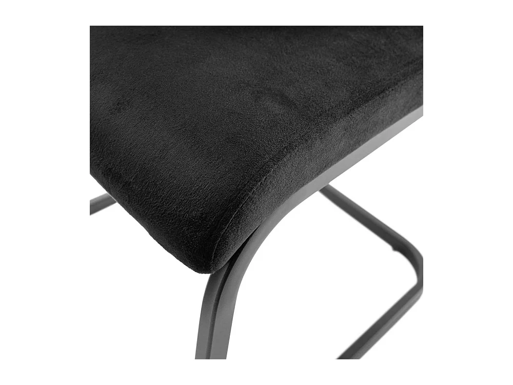 Esstischstuhl Schwingstuhl in Schwarz aus Velours (4er Set)