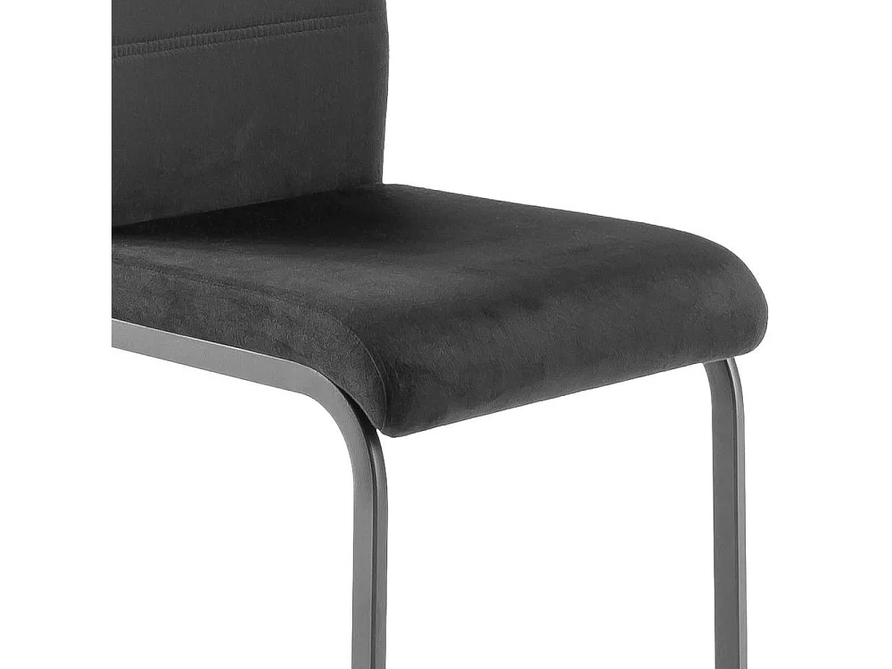 Esstischstuhl Schwingstuhl in Schwarz aus Velours (4er Set)
