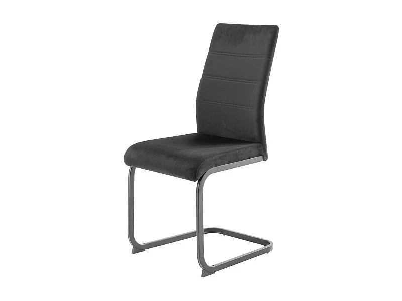 Esstischstuhl Schwingstuhl in Schwarz aus Velours (4er Set)