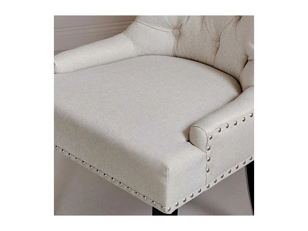Polsterstuhl Esszimmer Stuhl in Beige mit Ziernieten
