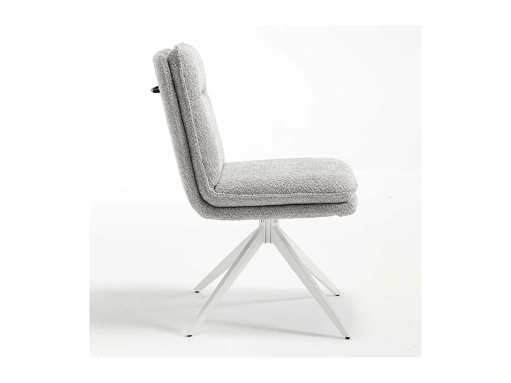 Helle Polsterstühle in Grau und Weiß Boucle Stoff und Metall (2er Set)