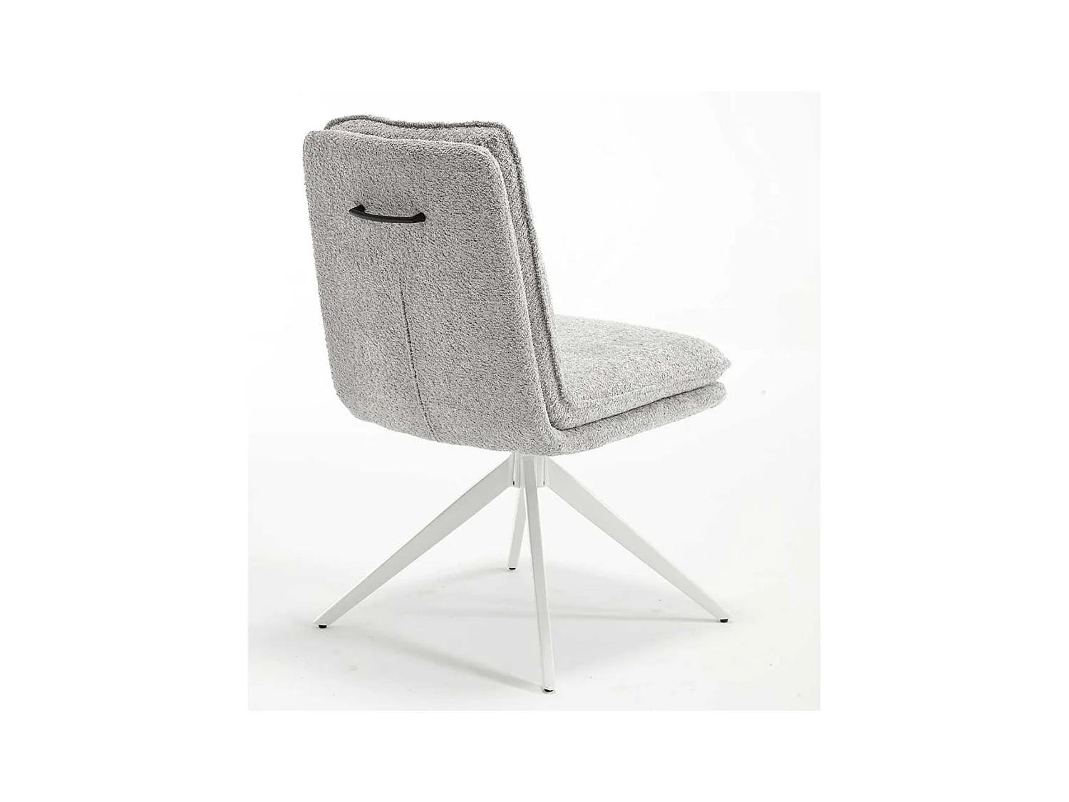 Helle Polsterstühle in Grau und Weiß Boucle Stoff und Metall (2er Set)