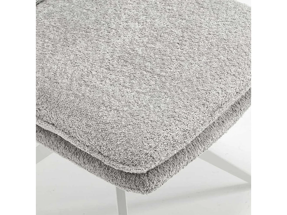 Helle Polsterstühle in Grau und Weiß Boucle Stoff und Metall (2er Set)