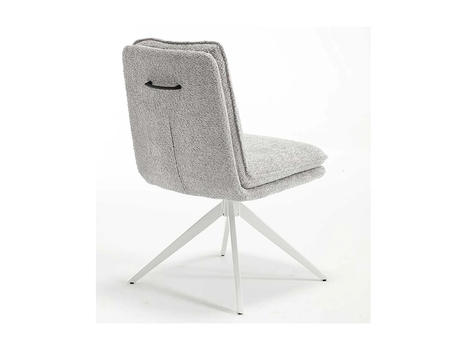 Helle Polsterstühle in Grau und Weiß Boucle Stoff und Metall (2er Set)