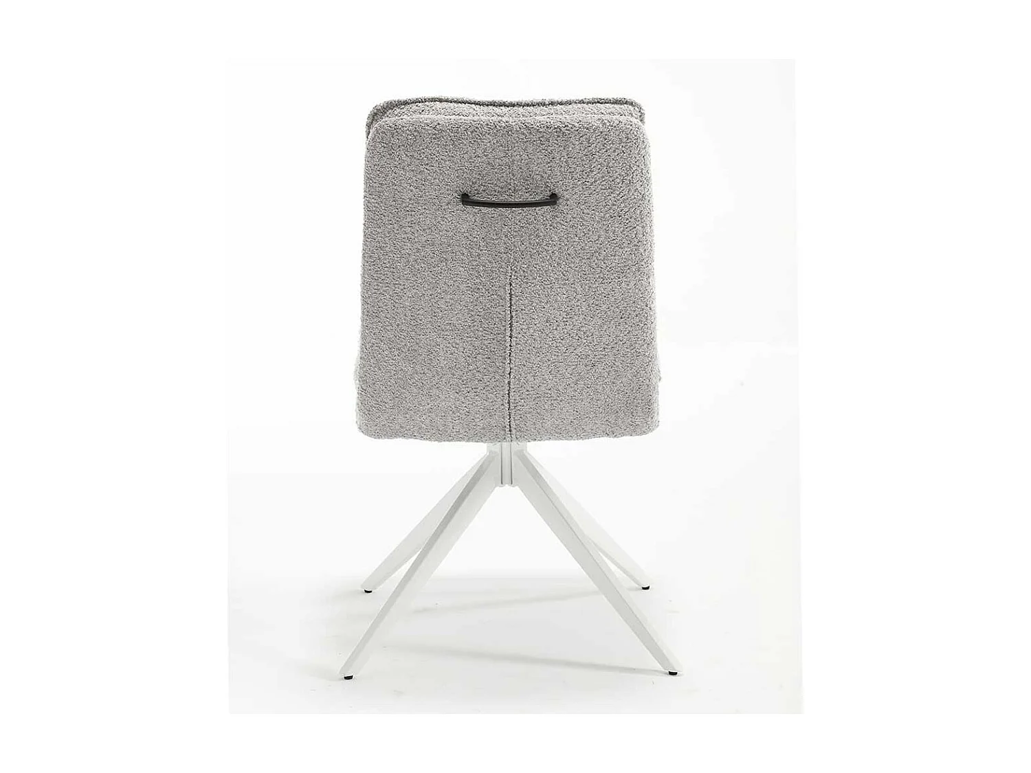 Helle Polsterstühle in Grau und Weiß Boucle Stoff und Metall (2er Set)