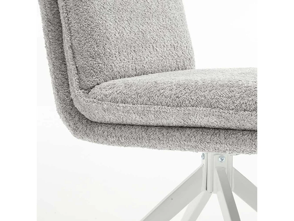 Helle Polsterstühle in Grau und Weiß Boucle Stoff und Metall (2er Set)