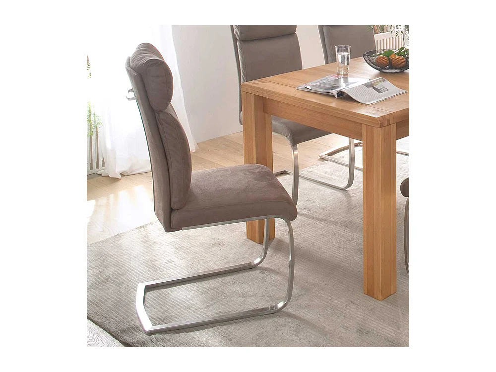 Freischwinger Set in Beige Kunstleder Edelstahl (2er Set)