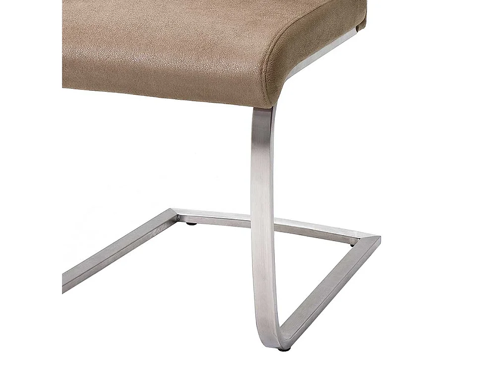 Freischwinger Set in Beige Kunstleder Edelstahl (2er Set)