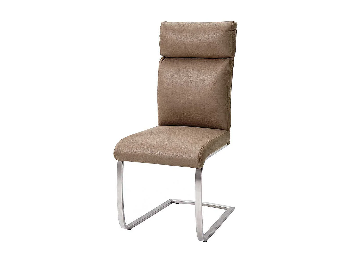 Freischwinger Set in Beige Kunstleder Edelstahl (2er Set)